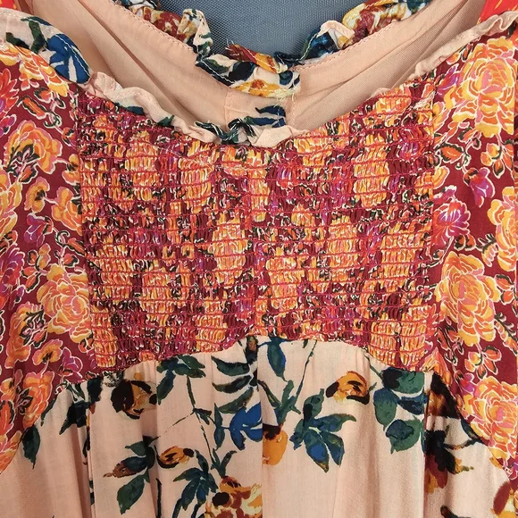 Free People Pink & Coral Floral Tie-Shoulder Maxi Dress - Picture 4 of 6